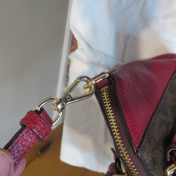 MICHAEL Michael Kors Red Pebble and MK Leather Satchel Crossbody and Wallet Set - Picture 11 of 15